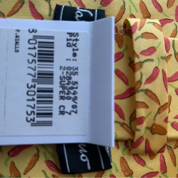 NWT Salvatore Ferragamo Yellow Chili Pepper Silk Tie. Graduation! Father's Day! - Picture 5 of 6